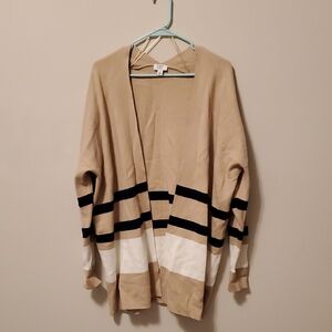 Tan and Black Striped Cardigan